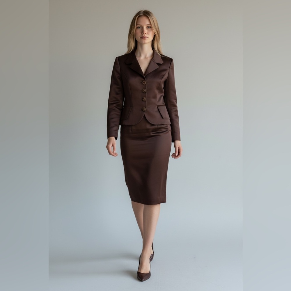 Neiman Marcus Sully Bonnelly 2pc Gorgeous Skirt Suit with Crystal Buttons Sz 14